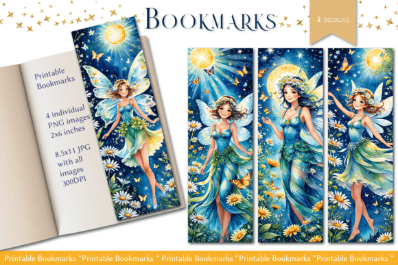 Bookmark Fairy, Printable Bookmark 4 Gráfico Manualidades Por AnaGuziiArt