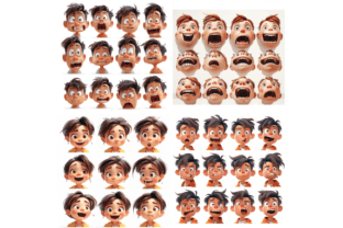 Cartoon Facial Expression Gráfico Ilustraciones Imprimibles Por Digital Delight 6