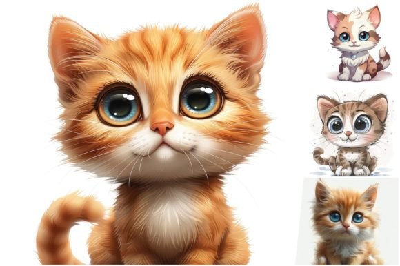 Cute Cartoon Cat Illustration Graphiques AI Par Background Graphics illustration