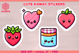 Cute Kawaii Stickers PNG. Heart Sticker Grafica Illustrazioni Stampabili Di julimur 7