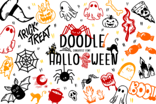 Doodle Halloween Fontes Dingbats Fonte Por Bee piyanuch 1