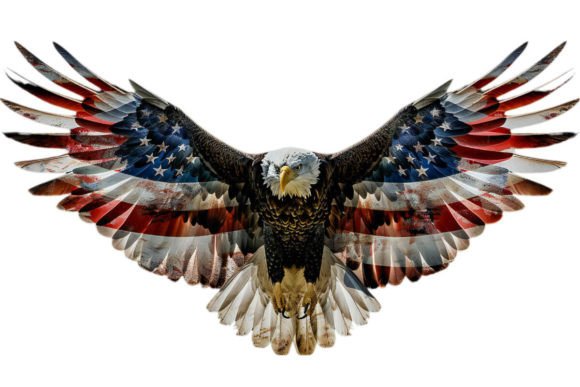 Eagle Patriotic 4th of July Graphic AI Generated By VetalStock