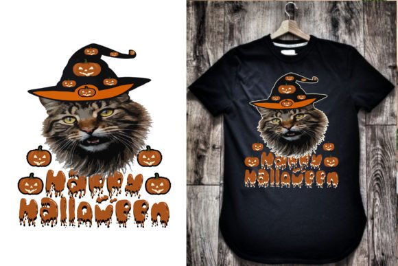 Happy Halloween Sublimation Cat T-Shirt Graphic T-shirt Designs By TANIA KHAN RONY