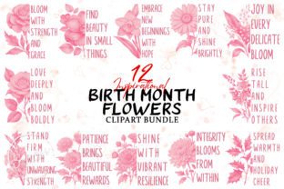 Inspirational Birth Month Flower Clipart Gráfico Manualidades Por Summer Digital Design 1
