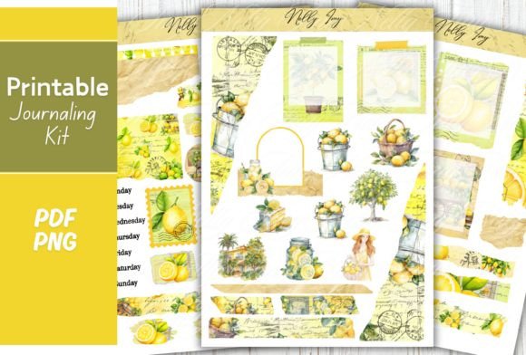 Lemon Journaling Kit Scrapbooking Graphic Print Templates By Nelly imy