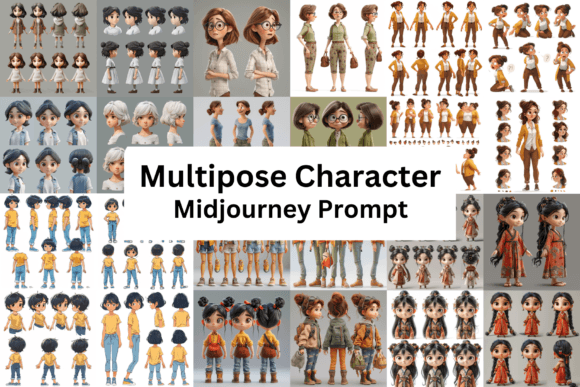 Multi Pose Characters Gráfico Ilustraciones Imprimibles Por Digital Delight