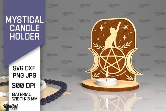 Mystical Candle Holder Laser Cut Design Graphic 3D SVG By Digital Idea