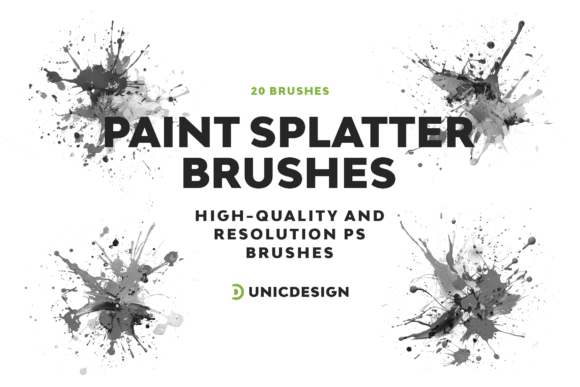Pain Splatter Photoshop Brushes Gráfico Pinceles Por UnicDesign