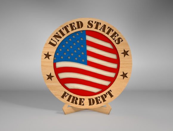 United States Fire Dept Stands Lasercut Graphic Print Templates By SwallowbirdArt