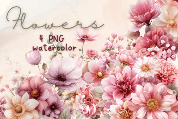 Watercolor Flowers Pink Elegance Floral Grafik Druckbare Illustrationen Von sasikharn