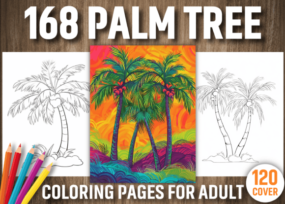 150+ Palm Tree Coloring Book Pages Illustration Généré par IA Par Design Station
