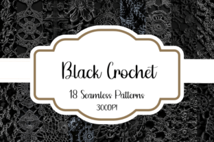 Black Crochet Seamless Patterns Gráfico Patrones IA Por printablesbyfranklyn 1