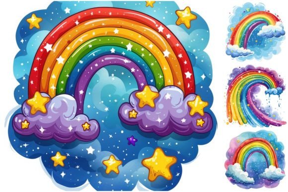 Cartoon Rainbow Graphic AI Illustrations By Background Graphics illustration