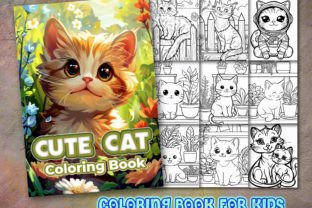 Cat Coloring Page and Coloring Book Grafica Pagine e libri da colorare Di KDP GURU 1