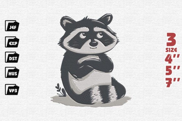 Cute Raccoon Baby Animals Embroidery Design By Nutty Creations