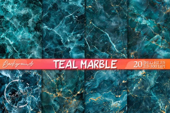 Dark Teal Marble Scrapbook Digital Paper Graphic Backgrounds By Summer Digital Design