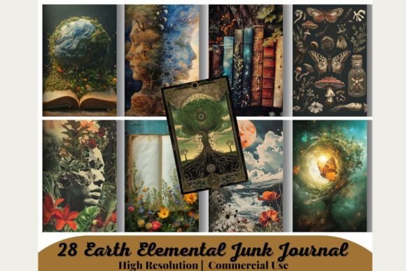 Earth Elemental Junk Journal Graphic AI Graphics By 99CentsCrafts