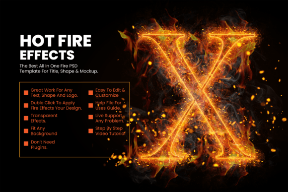 Fire Shape, Text & Logo Effect Graphic Brushes By mristudio