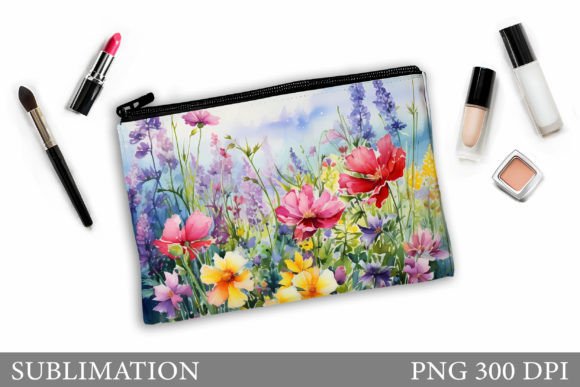 Flowers Makeup Bag Sublimation Graphic Illustrations By shishkovaiv