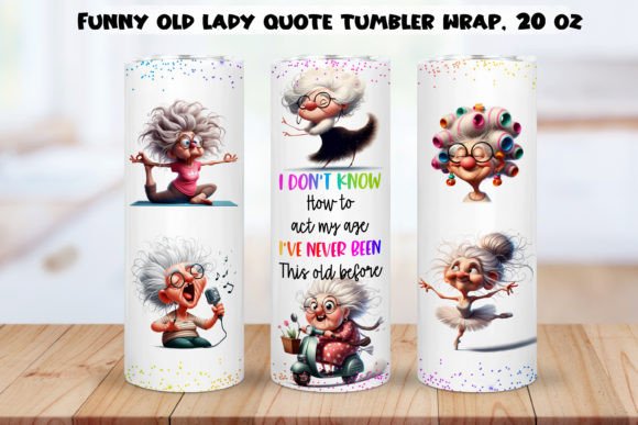 Funny Grandma, Old Lady Tumbler Wrap|PNG Grafik KI Illustrationen Von NadineStore