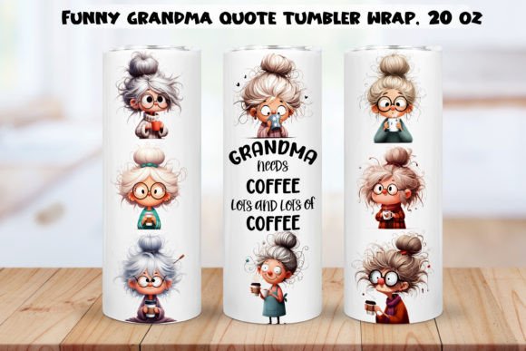 Funny Grandma, Old Lady Tumbler Wrap|PNG Graphic AI Illustrations By NadineStore