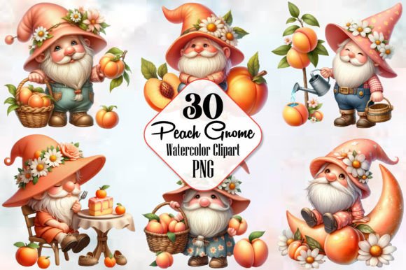 Gnome Clipart, Peach Gnome Png Grafik Druckbare Illustrationen Von RobertsArt