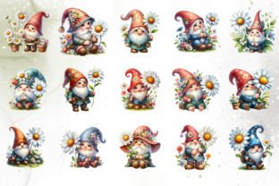 Gnomes with Daisy Flower Sublimation Graphic Illustrations By LibbyWishes 2