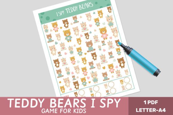 I Spy Teddy Bears - Counting Game Grafik Arbeitsblätter und Unterrichtsmaterialien Von Let´s go to learn!