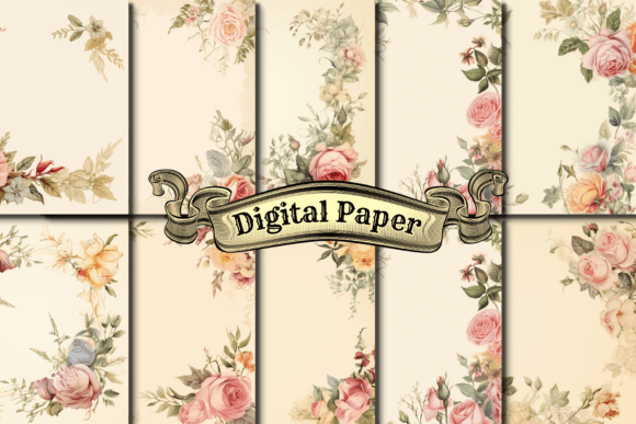 Shabby Chic Floral Digital Paper Graphic Patterns By craftsmaker