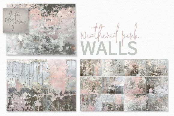 Weathered Pink Walls Graphic Textures By rileybgraphics