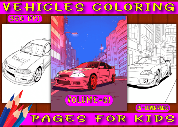 195 Vehicles Coloring Pages for Kids V1 Gráfico Desenhos e livros para colorir para crianças Por cheap seller