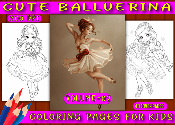 215 Cute Balluerina Coloring Pages Vol 2 Gráfico Páginas y libros de colorear para niños Por cheap seller