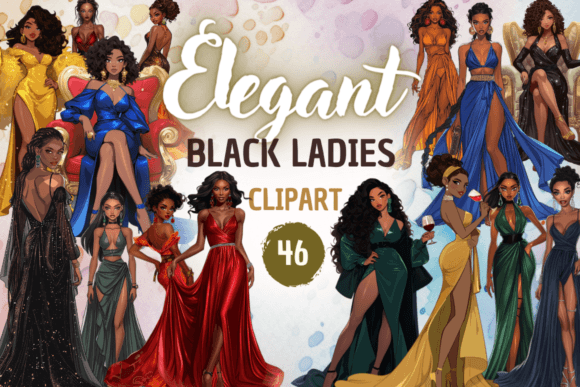 Elegant Black Women - Clipart Graphic Illustrations By Sahad Stavros Studio