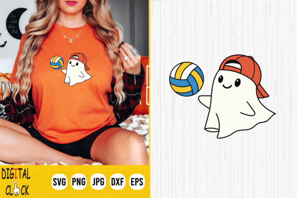 Halloween Sport Cute Ghost Volleyball Gráfico Manualidades Por Digital Click Store