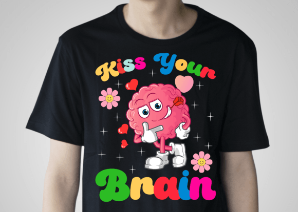 Kiss Your Brain Teachers Love Brain Graphic T-shirt Designs By Merch Creative