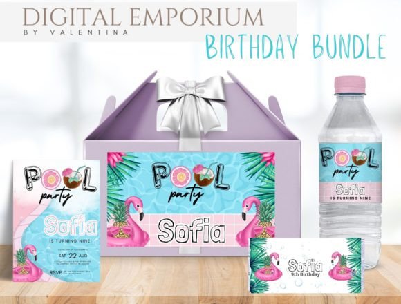 Pool Party Birthday Bundle , Invitation Graphic Print Templates By Digital Emporium