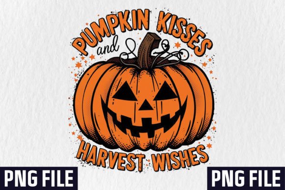 Pumpkin Kisses and Harvest Wishes Design Graphic T-shirt Designs By Craft Sublimation Design
