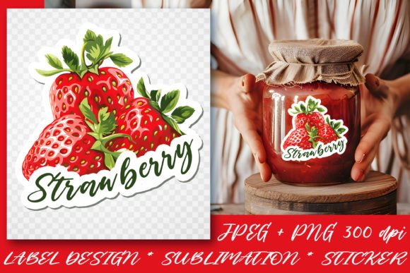 Strawberry Label |Kitchen Label PNG Graphic AI Transparent PNGs By AnNetArt