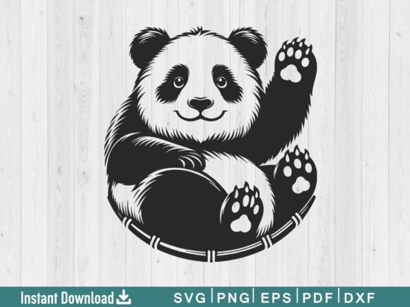 Funny Panda Svg Silhouette Vector File Gráfico Manualidades Por shikharay410
