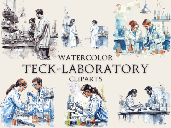 Watercolor High-teck Laboratory Clipart Graphic Crafts By Abdel designer