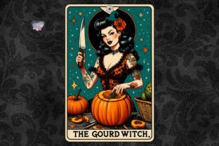 Halloween Tarot PNG Witch and Pumpkin Illustration Modèles d'Impression Par Pixel Paige Studio 2