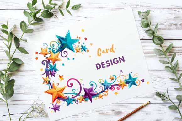 Birthday Card with Stars, JPG 6S-33 Graphic Illustrations By SWcreativeWhispers