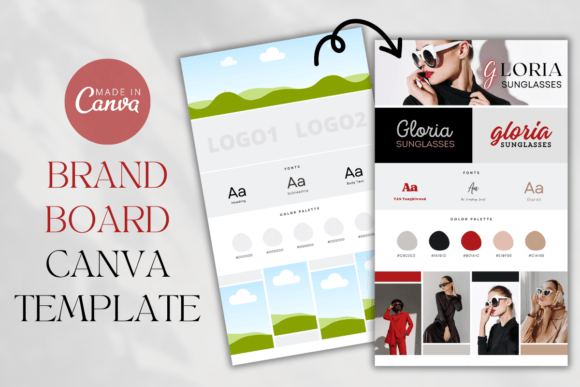 Brand Board Canva Template, Branding Kit Graphic Print Templates By Grow Your Biz