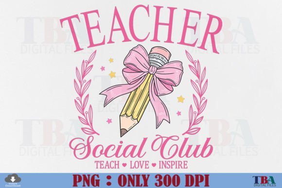 Coquette Teacher PNG Pencil Bow School Graphic T-shirt Designs By TBA Digital Files