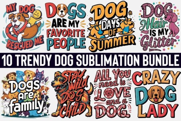 Funny Dog Sublimation Bundle Afbeelding T-shirt Designs Door Creative T-Shirts