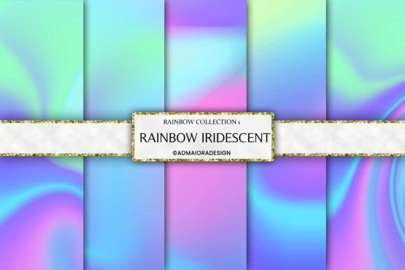 Iridescent Rainbow Digital Paper Graphic Textures By AdMaioraDesign