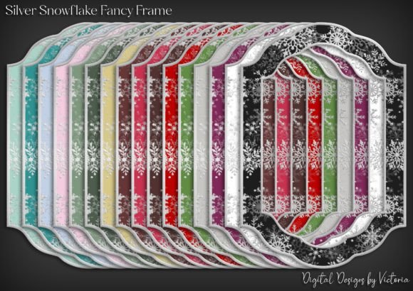 Silver Snowflake Fancy Frame Graphic Objects By Digital Designs by Victoria