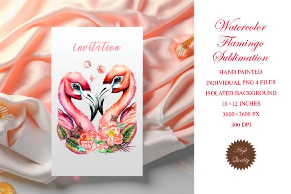 Watercolor Flamingo Sublimation, PNG Graphic Illustrations By TikachovaArtGalery