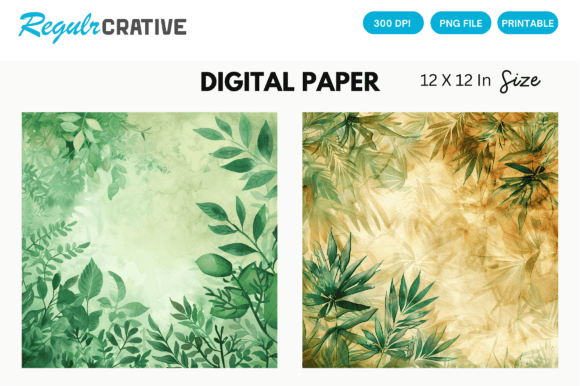 Watercolor Greenery Hippie Backgrounds Graphic Backgrounds By Regulrcrative