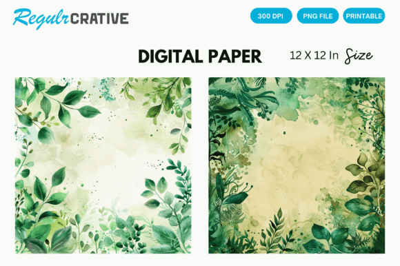 Watercolor Greenery Hippie Backgrounds Graphic Backgrounds By Regulrcrative
